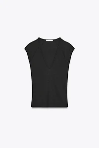 RIB V-NECK T-SHIRT