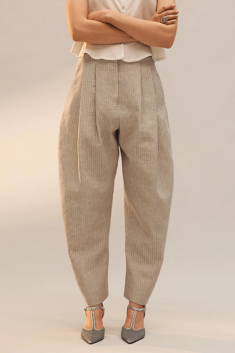 LIMITED EDITION LINEN BLEND STRIPED PANTS