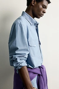 REGULAR FIT CHAMBRAY POCKET SHIRT