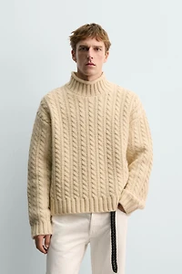 WOOL CABLE KNIT JUMPER AARON LEVINE X ZARA