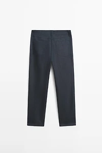Pantalon cinq poches coton lin