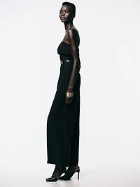 CREPE BUSTIER JUMPSUIT WITH BELT