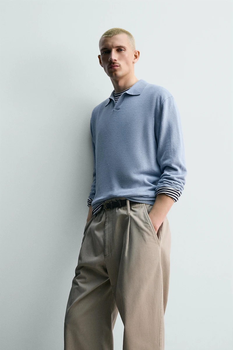 HEMP-COTTON KNIT POLO SHIRT