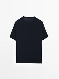 Short sleeve knit T-shirt with colour detail