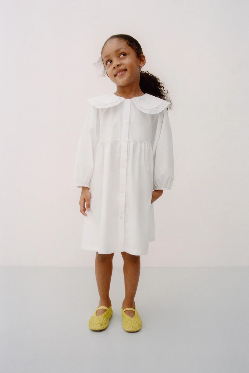 ROBE EN POPELINE COL CLAUDINE BRODÉ