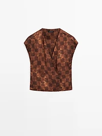 Satin wrap top