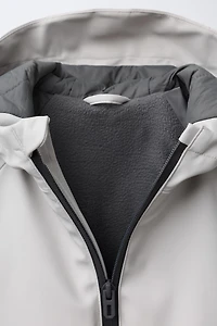 WATER RESISTANT RUBBERIZED FLEECE LINED RAINCOAT