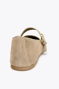 SUEDE STRAP BALLET FLATS