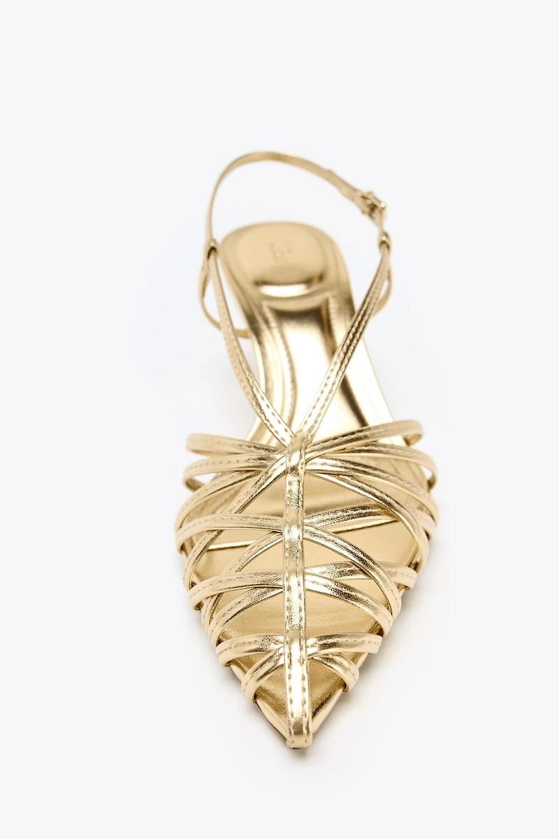 METALLIC EFFECT HEELED SLINGBACKS