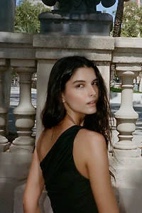 ASYMMETRIC DRAPED TULLE BODYSUIT
