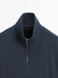 Cotton blend quarter-zip T-shirt