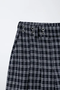 JUPE-SHORT À PLIS PLATS CARREAUX