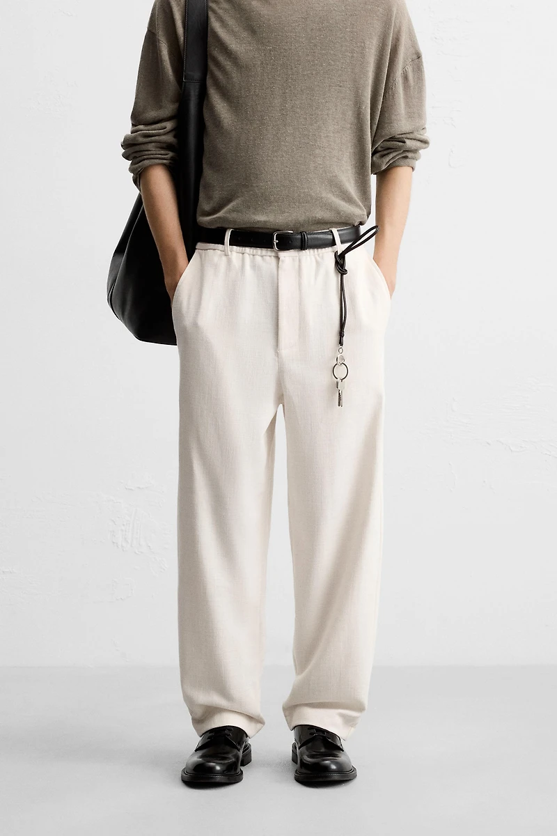 TEXTURED REGULAR FIT PANTS