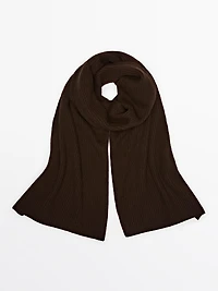 Ribbed 100% cashmere scarf