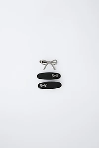 PACK OF THREE SPARKLY BOW BARRETTES