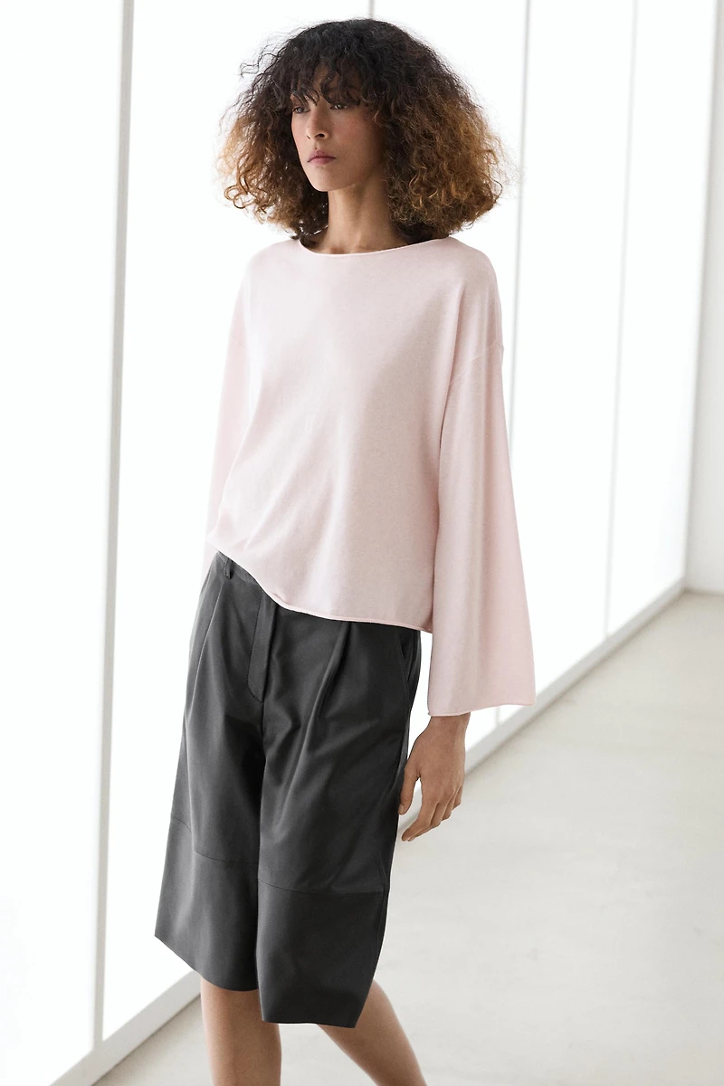 Cotton blend knit cape sweater