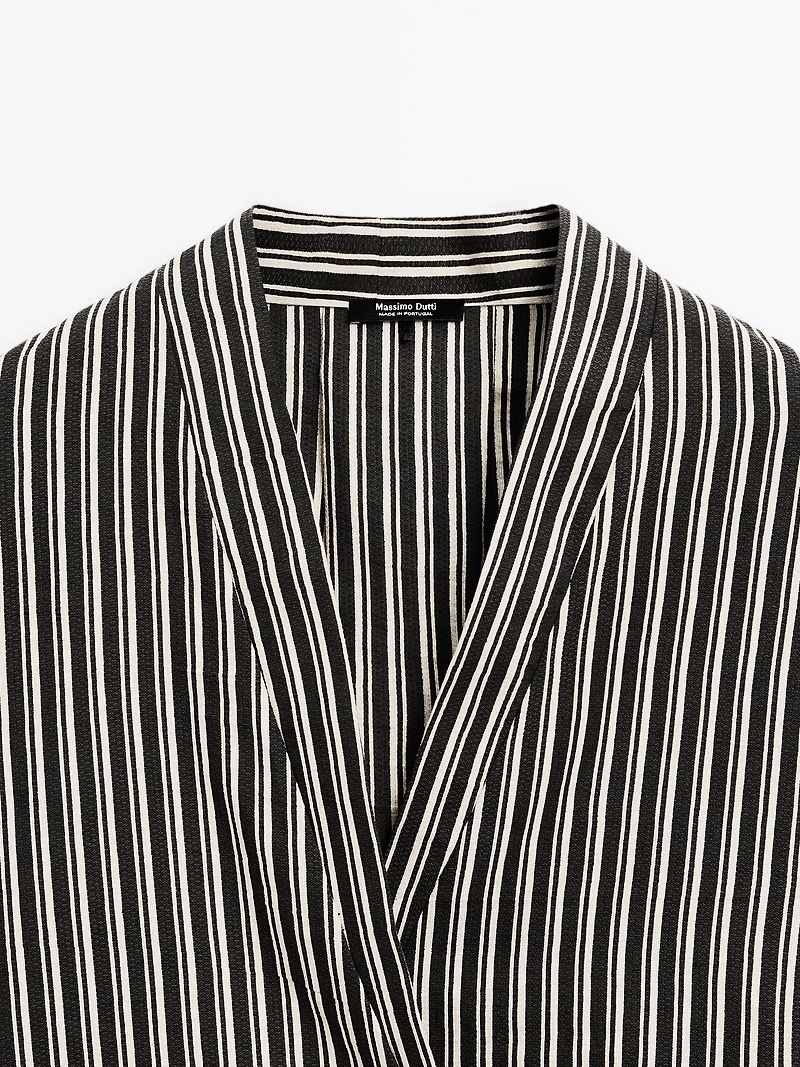 Striped cotton blend kimono
