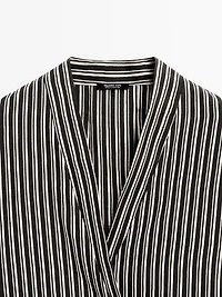 Striped cotton blend kimono