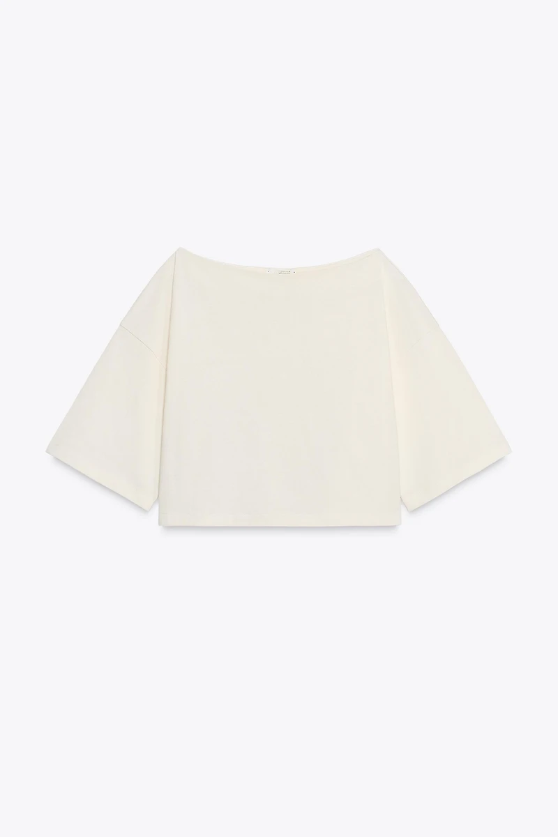 T-SHIRT EN COTON COL BATEAU