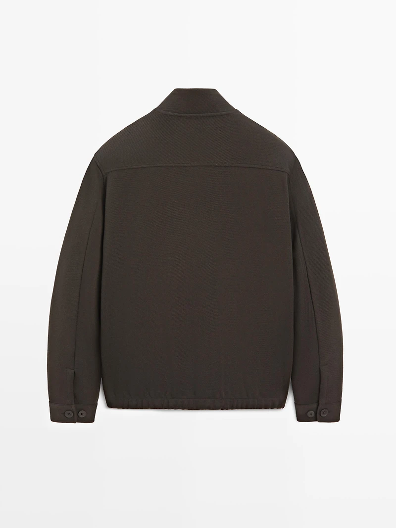 Cotton blend zip-up knit cardigan