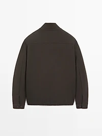 Cotton blend zip-up knit cardigan
