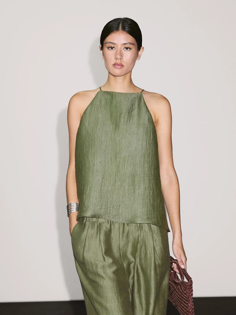 Linen blend halter top