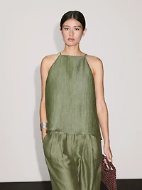 Linen blend halter top