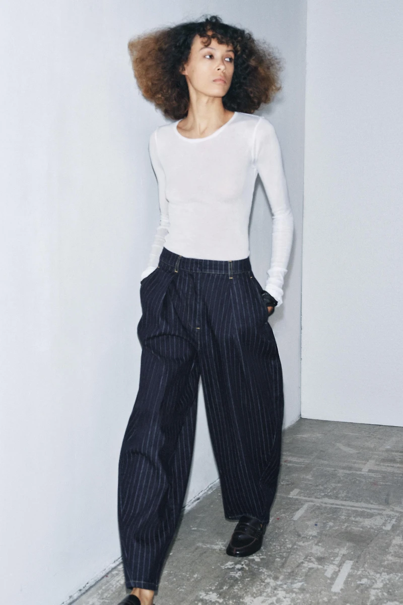 JEAN ZW COLLECTION BALLOON RAYURES TAILLE NORMALE