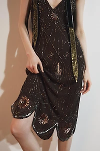 GEORGETTE DRESS WITH SEQUINS AND BEADING