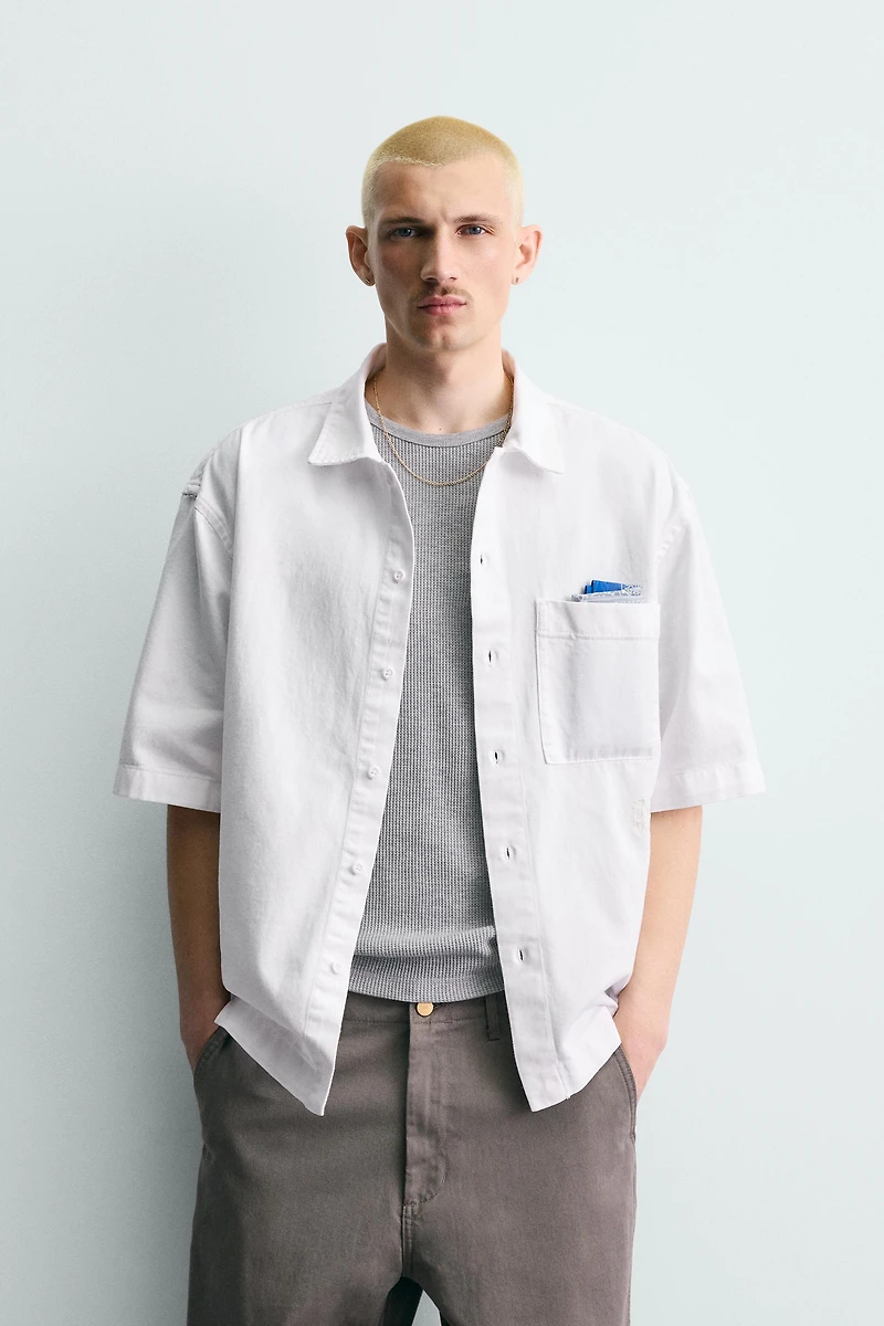 EMBROIDERED TEXTURED OVERSHIRT