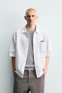 EMBROIDERED TEXTURED OVERSHIRT