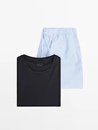 Pyjama avec T-shirt à manches courtes et pantalon rayures
