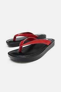 CONTRAST LEATHER SANDALS