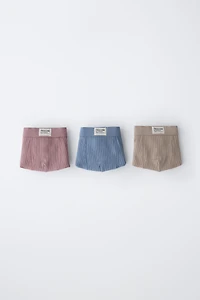 AGES 6- / THREE-PACK OF RIBBED BOXERS WITH LABEL