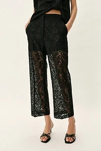 PANTALON DROIT DENTELLE