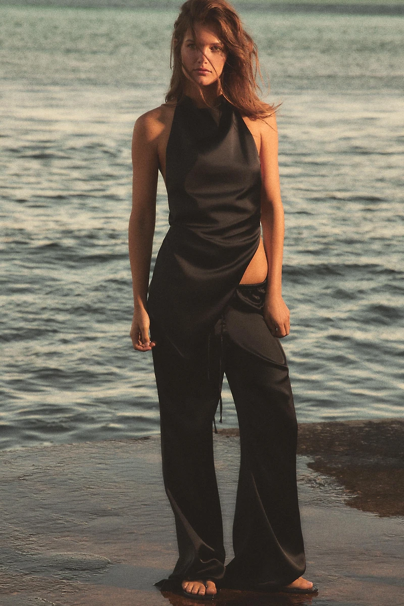 DRAWSTRING SATIN PANTS