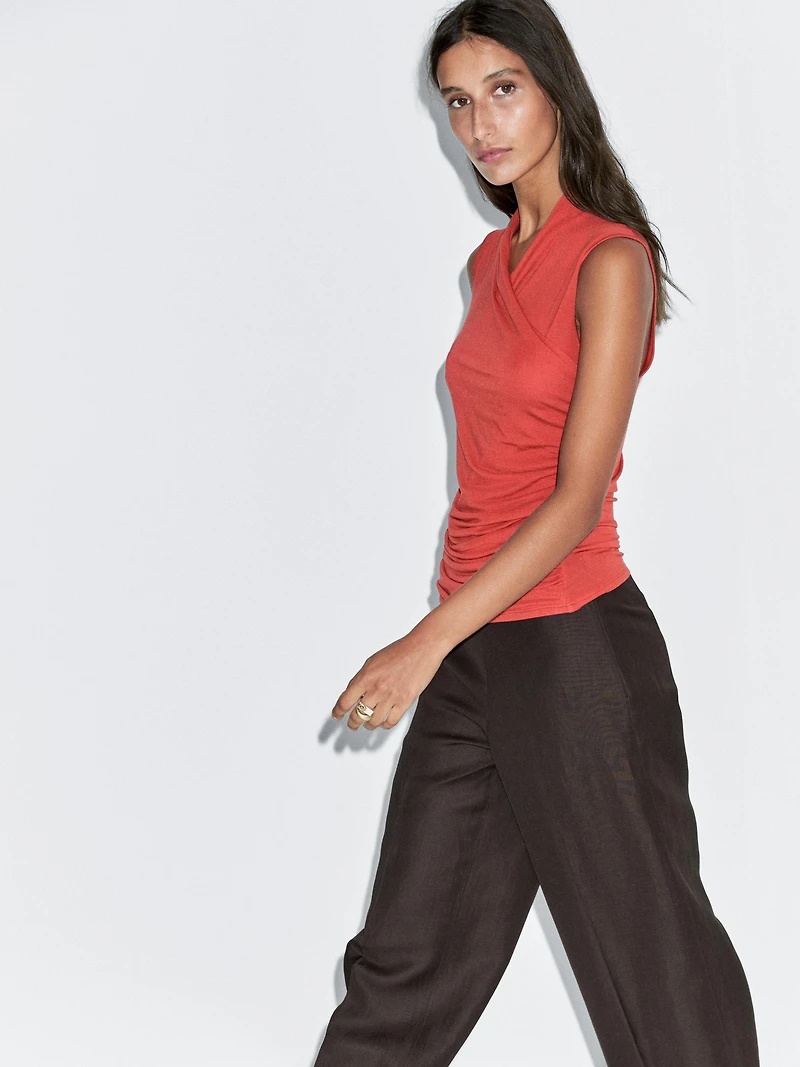 Top drapé cache-cœur