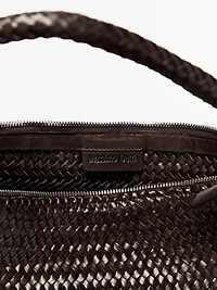 Nappa leather woven croissant bag