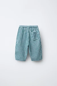 TEXTURED PLAID BAGGY PANTS