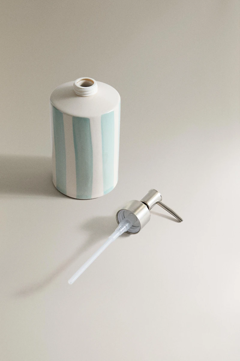 STRIPED CERAMIC SOAP DISPENSER