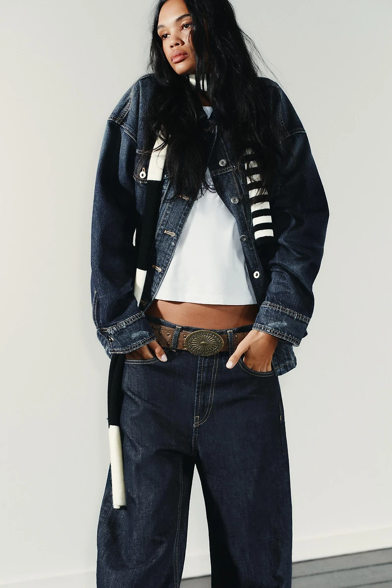 TRF HIGH WAIST STRAIGHT LEG JEANS WITH LOOP