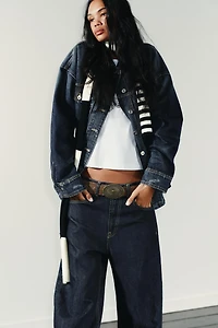 TRF HIGH WAIST STRAIGHT LEG JEANS WITH LOOP