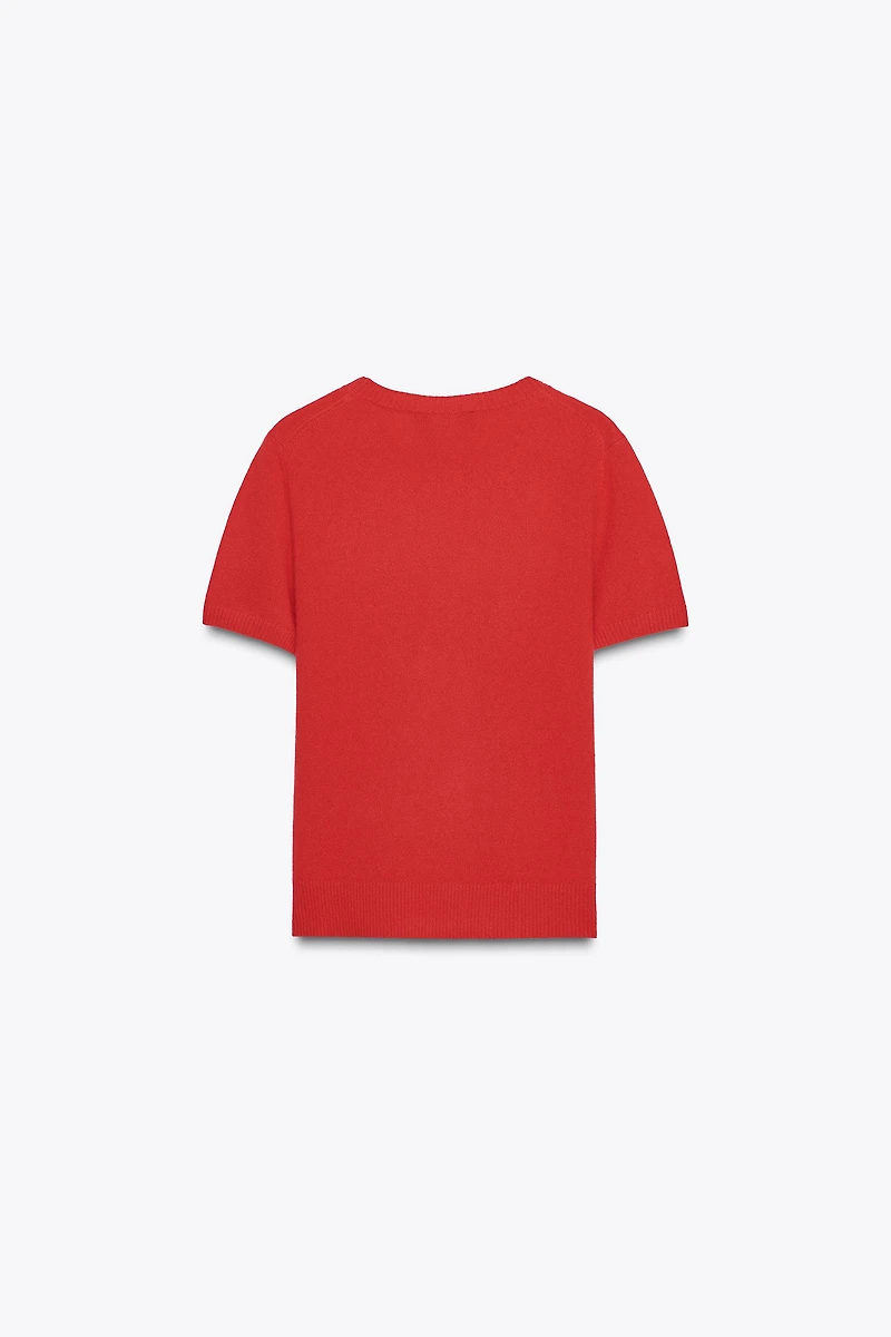 100% CASHMERE SHORT SLEEVE SWEATER