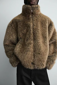 SHORT FAUX FUR COAT