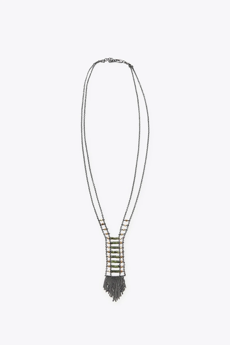 2-PACK BEADED FRINGE NECKLACES
