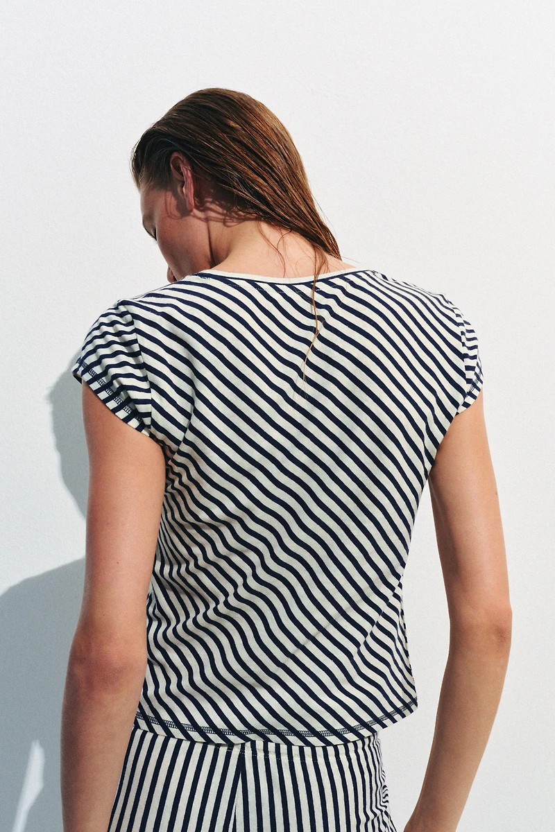 STRIPED LINEN BLEND T-SHIRT