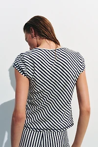 STRIPED LINEN BLEND T-SHIRT