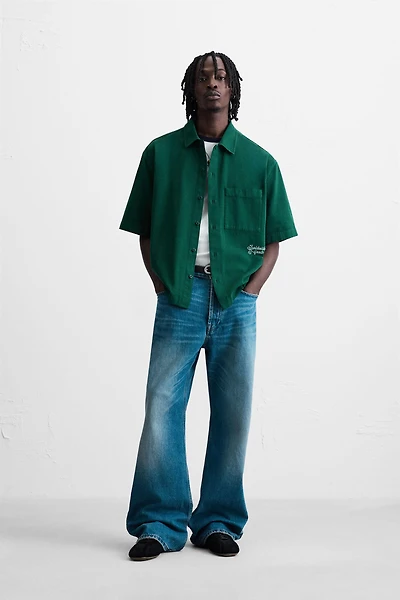 EMBROIDERED TEXTURED OVERSHIRT