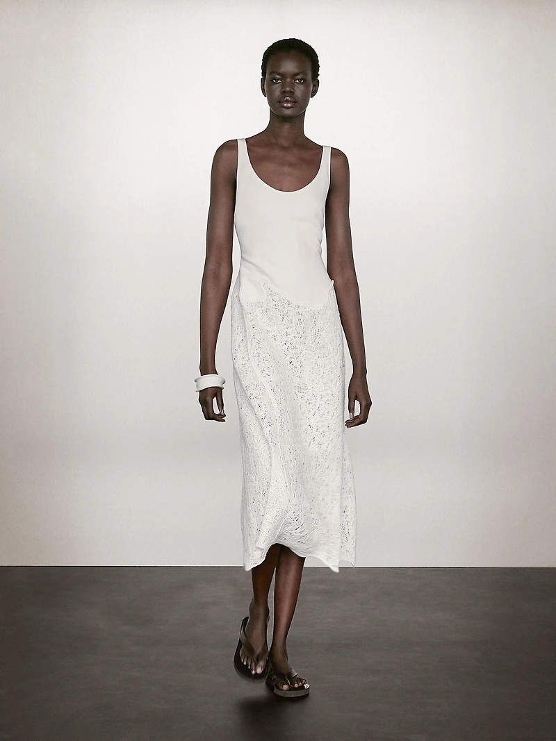 Robe midi ample en coton mélangé
