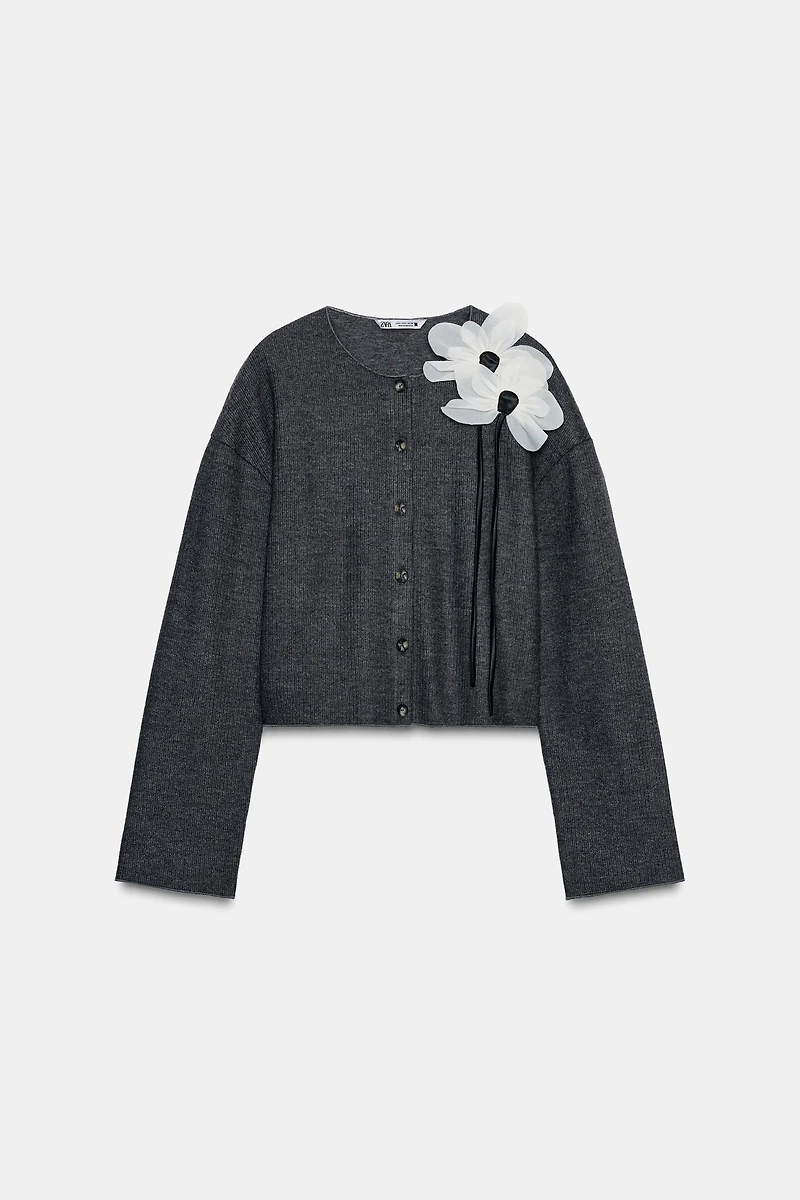 FLORAL RIBBED JACKET